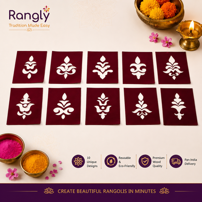 Varalakshmi Pooja Kalasam Coconut Stencils, Decorative Design, Pack of 10 _Rangly