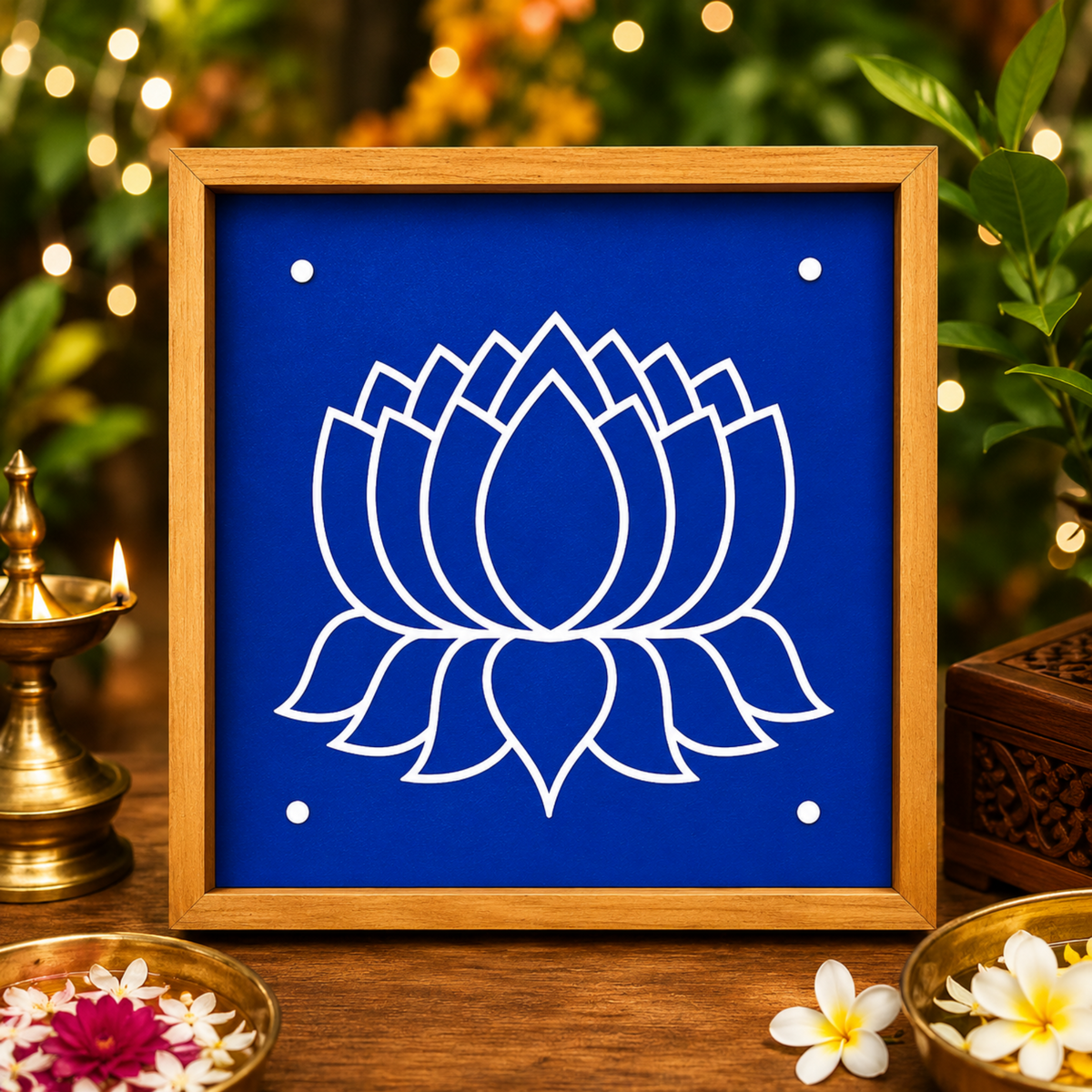 Rangly Lotus  Rangoli Stencil  Wooden 5x5 Inches  Pack of 1 Piece