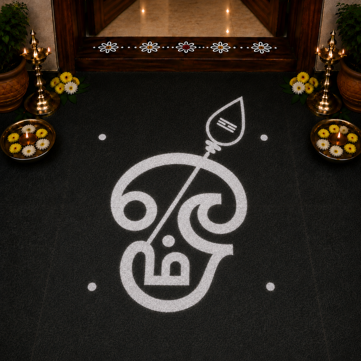 Rangly Om With Vel  Rangoli Stencil Wooden  5x5 Inches  Pack of 1 Piece