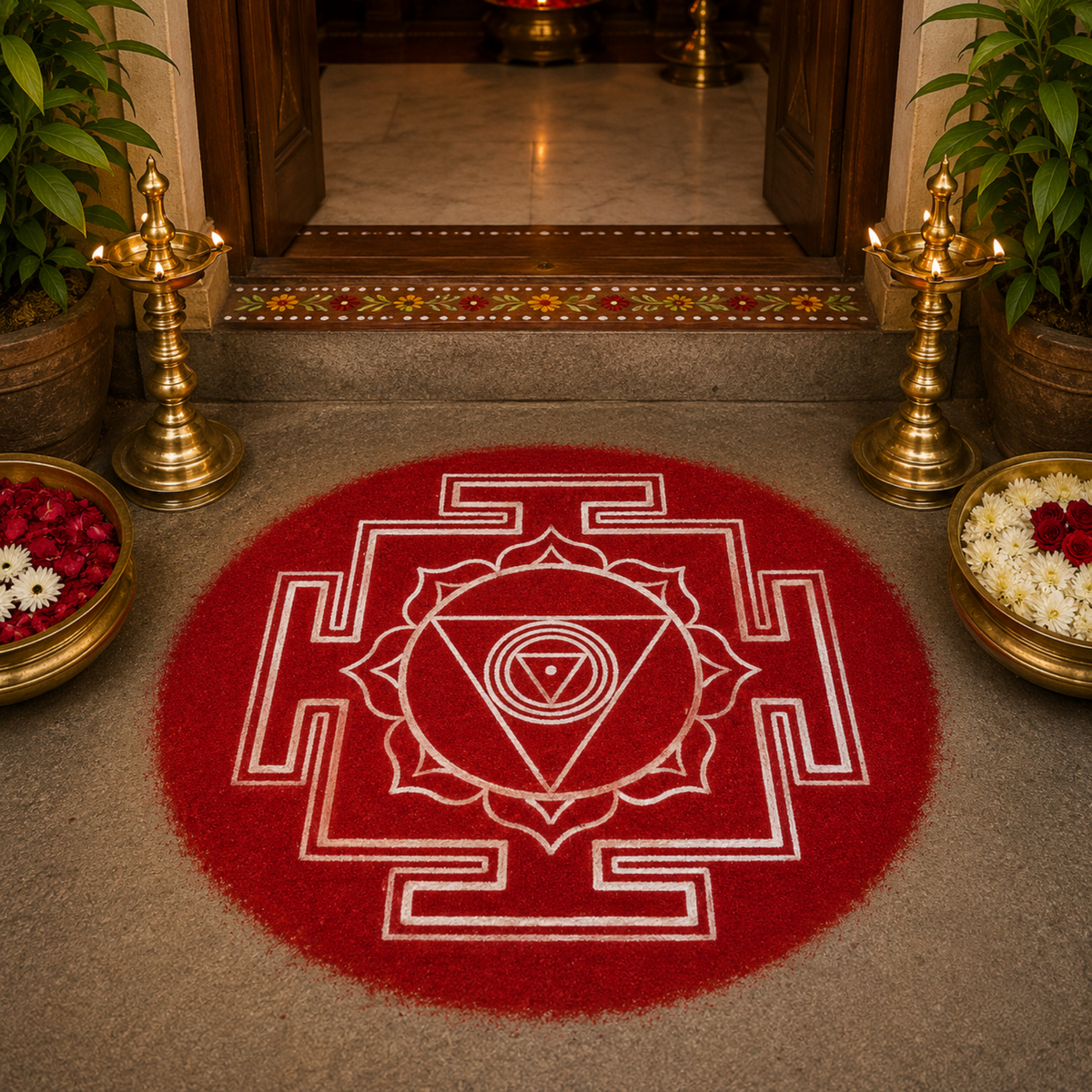 "Shri Chinnamasta" Aspect  Yantra Dasa mahavidya Rangoli wooden Stencil -Elevate Your Spiritual Space