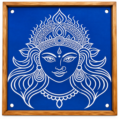 Goddess Devi Face Wooden Kolam Stencil for Pooja, Festivals & Home Entrance Decoration
