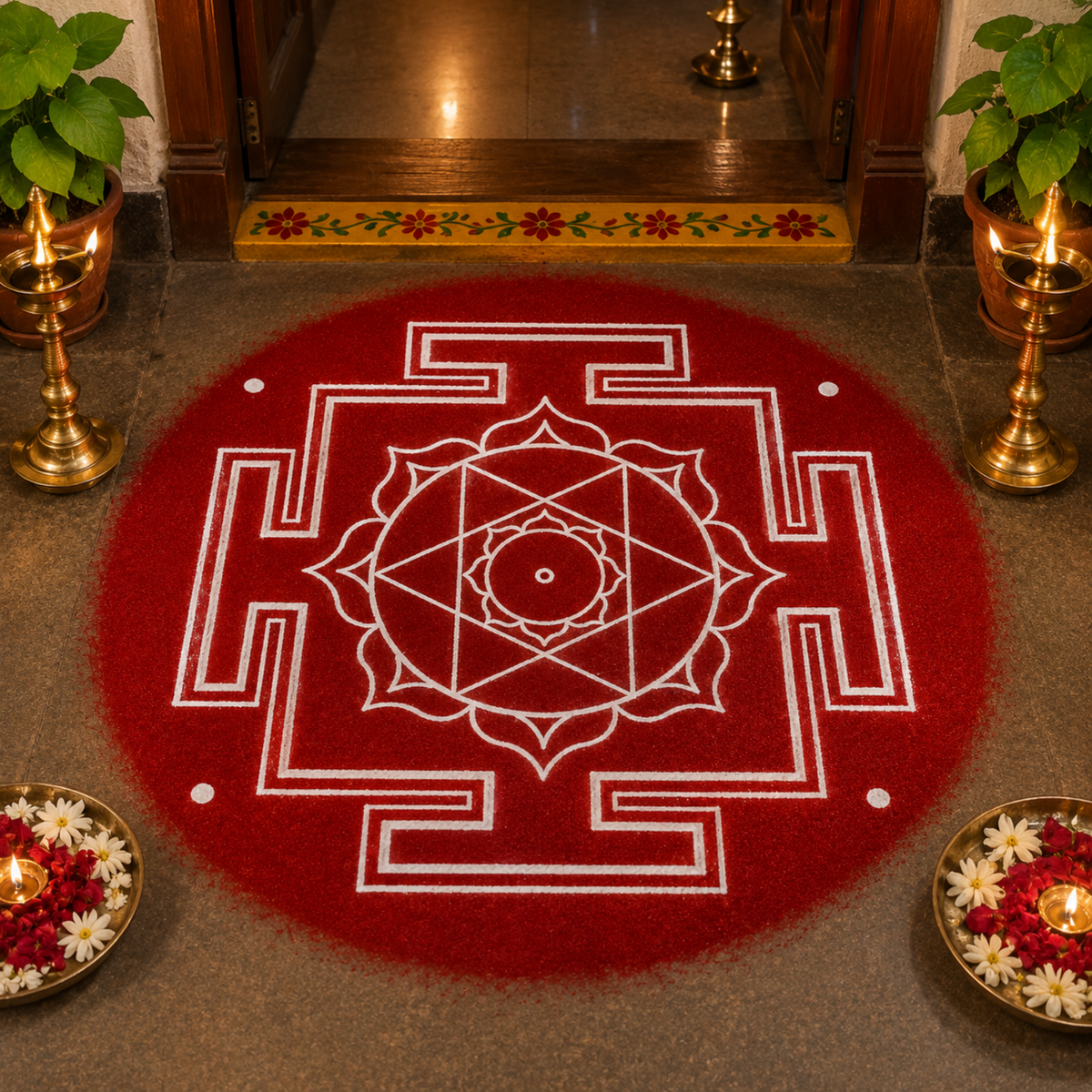 " Shri Devi Kamala" Aspect Yantra Dasa mahavidya Rangoli wooden Stencil -Elevate Your Spiritual Space