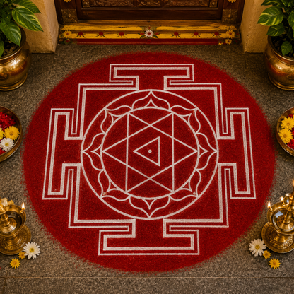 " Shri Dhumavati " Aspect Yantra Dasa mahavidya Rangoli wooden Stencil -Elevate Your Spiritual Space