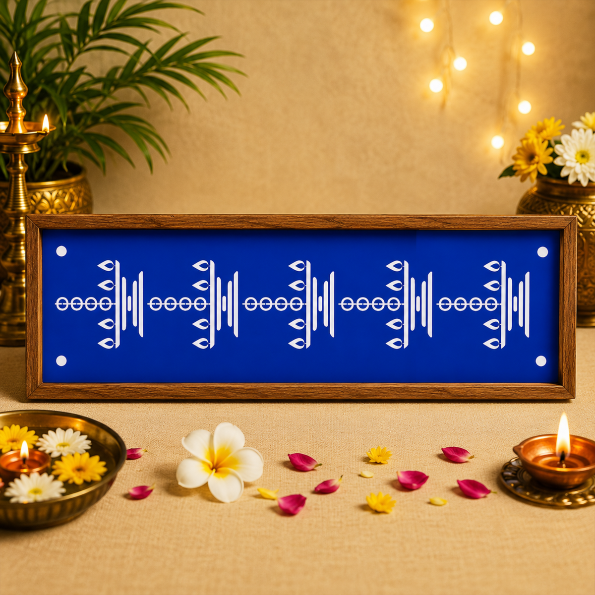 Rangly Hanging Diya   Border Rangoli  Wooden 17x5 Inches  Pack of 1 Piece
