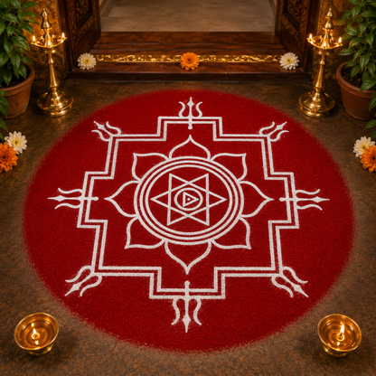 "Durga Namaskar" Yantra  Rangoli wooden Stencil -Elevate Your Spiritual Space