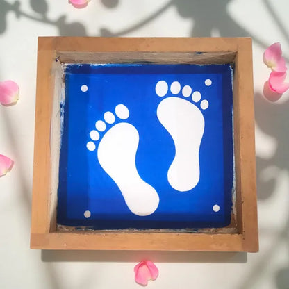 Rangly Lakshmi Pada Rangoli Stencil Wooden, 5 × 5 Inches Pack of 1 Piece