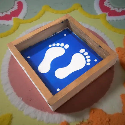 Rangly Lakshmi Pada Rangoli Stencil Wooden, 5 × 5 Inches Pack of 1 Piece