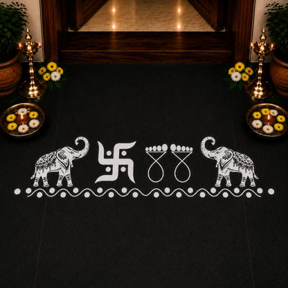 Rangly Elephant Border   Rangoli  Wooden 17x5 Inches  Pack of 1 Piece
