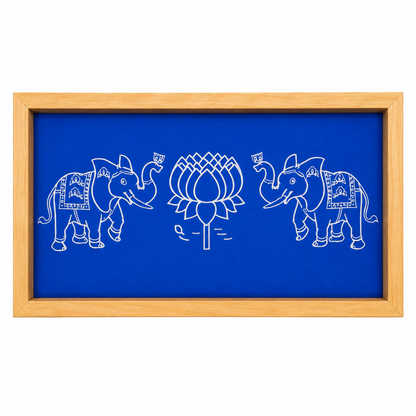 Rangly Elephant with Lotus Rangoli Stencil Wooden, 1 Piece (9x5 Inches)