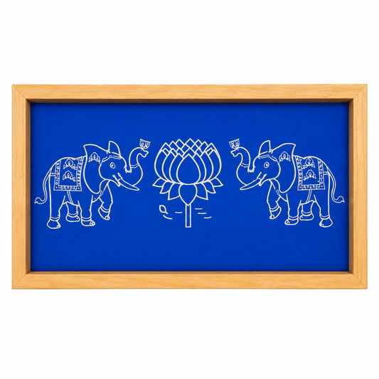 Rangly Elephant with Lotus Rangoli Stencil Wooden, 1 Piece (9x5 Inches)