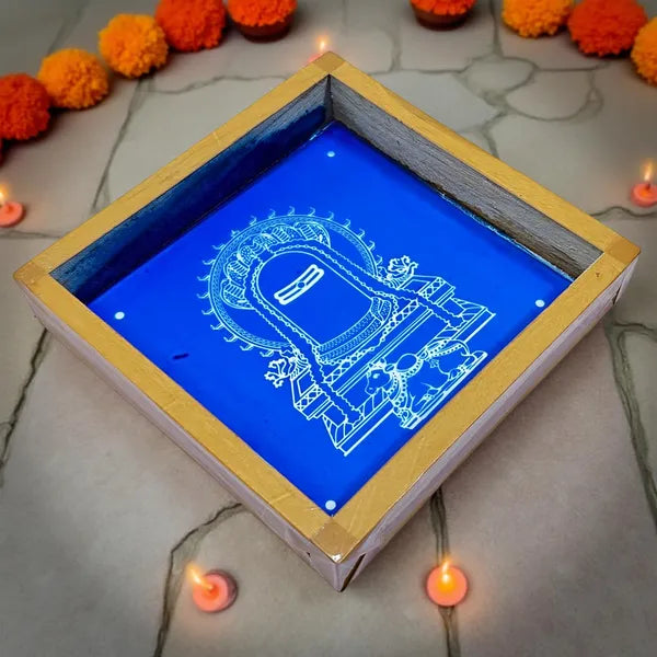 Rangly  Shivling with Nandi Rangoli Stencil Wooden  5x5 Inches  Pack of 1 Piece