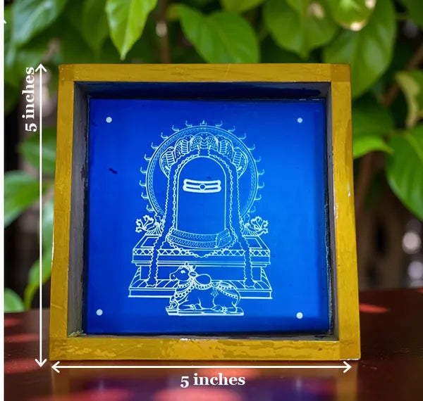 Rangly  Shivling with Nandi Rangoli Stencil Wooden  5x5 Inches  Pack of 1 Piece