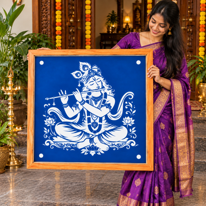 Bhagwan Krishna Kolam Stencil Y49 : Joy, Divine Love & Prosperity