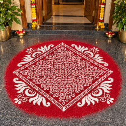 WJ4013 : Biggest Chaitanya Kambi Kolam Stencil : 40 Inch