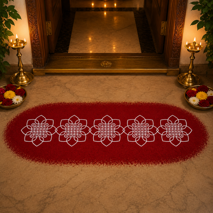 Rangly Flower Kambi Kolam Border Rangoli Stencil Wooden 17 * 5 inches Pack of 1 Piece