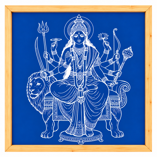 Mata Durga Kolam Stencil Y51 : Divine Power & Protection
