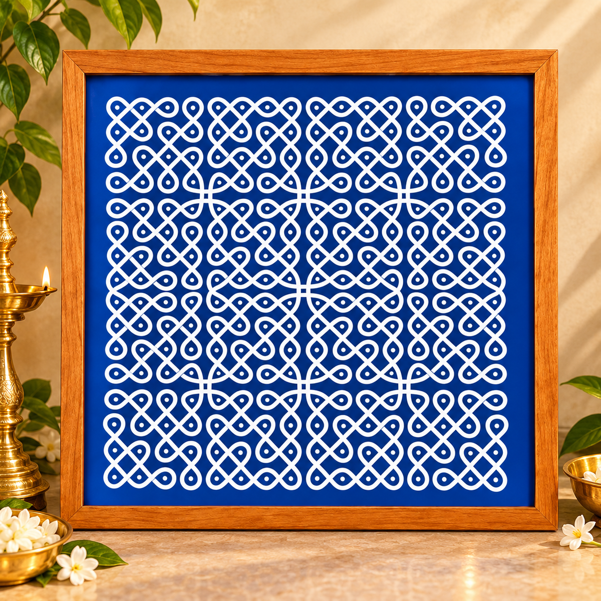 Traditional Chikku Kolam Stencil – Intricate Knot Design for Pooja & Festive Rangoli