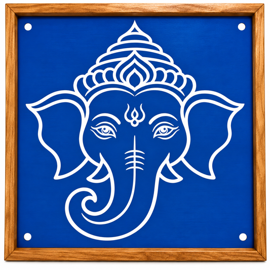 Lord Ganapathi Wooden Kolam Stencil for Pooja, Festivals & Home Entrance Decoration
