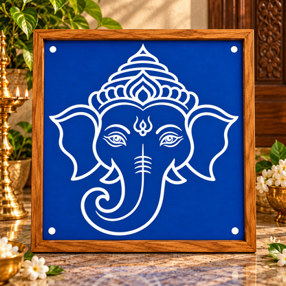 Lord Ganapathi Wooden Kolam Stencil for Pooja, Festivals & Home Entrance Decoration