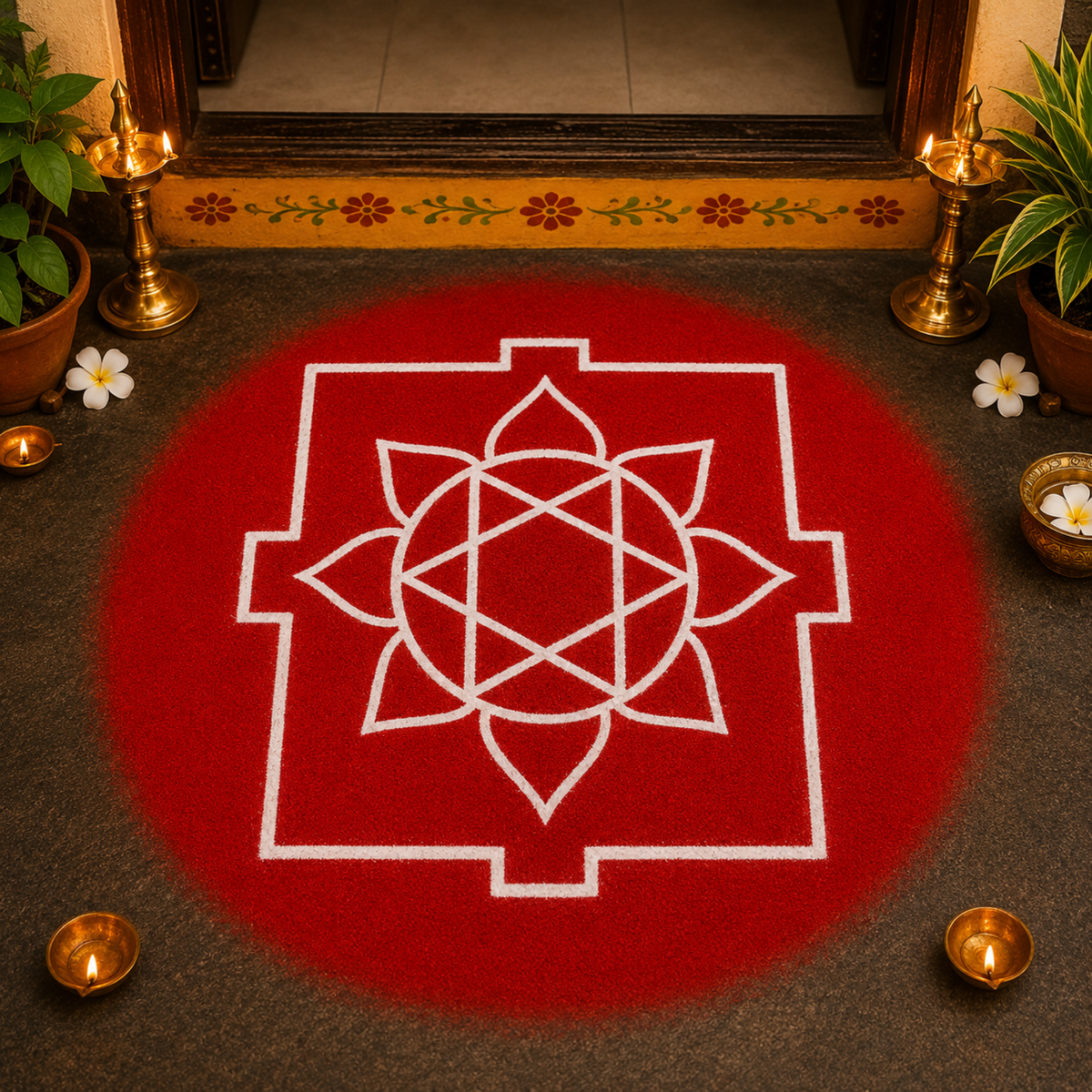 Rangly Ganesh Mandala Yantra Rangoli Design Stencil Wooden 25x25 Inches Pack of 1 piece