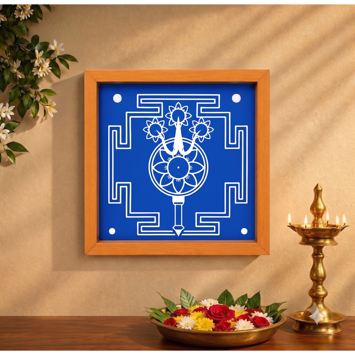 "Trisulabija Mandalam "Yantra  Rangoli wooden Stencil -Elevate Your Spiritual Space