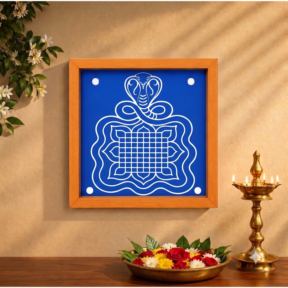 "Ashlesha Bali with naga model 3" Yantra Rangoli wooden Stencil -Elevate Your Spiritual Space