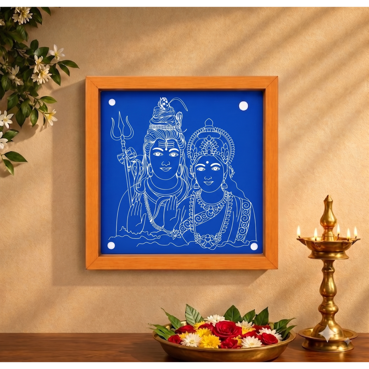 "Sivan Parvathy" God Face wooden Stencil -Elevate Your Spiritual Space
