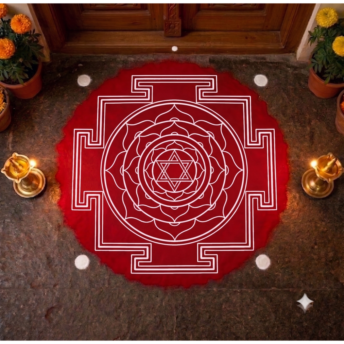 " Shri Bhubaneshwari Model 2 " Aspect Yantra Dasa mahavidya Rangoli wooden Stencil -Elevate Your Spiritual Space
