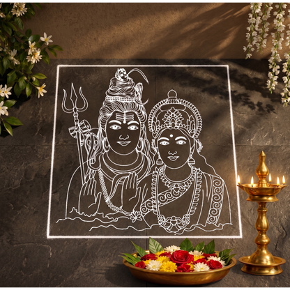 "Sivan Parvathy" God Face wooden Stencil -Elevate Your Spiritual Space