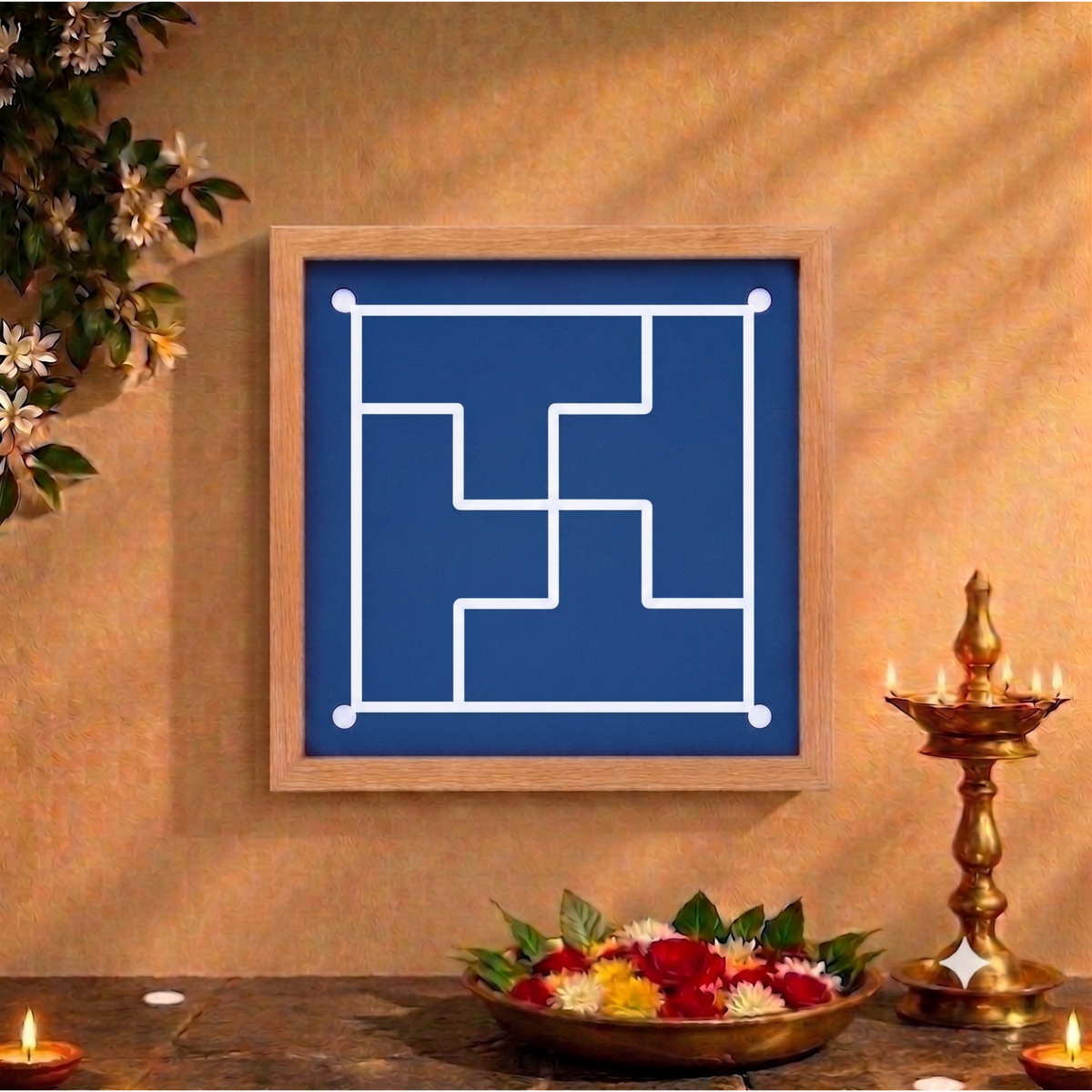 Swastika Padhmam Design 2 Yantra Rangoli wooden Stencil -Elevate Your Spiritual Space