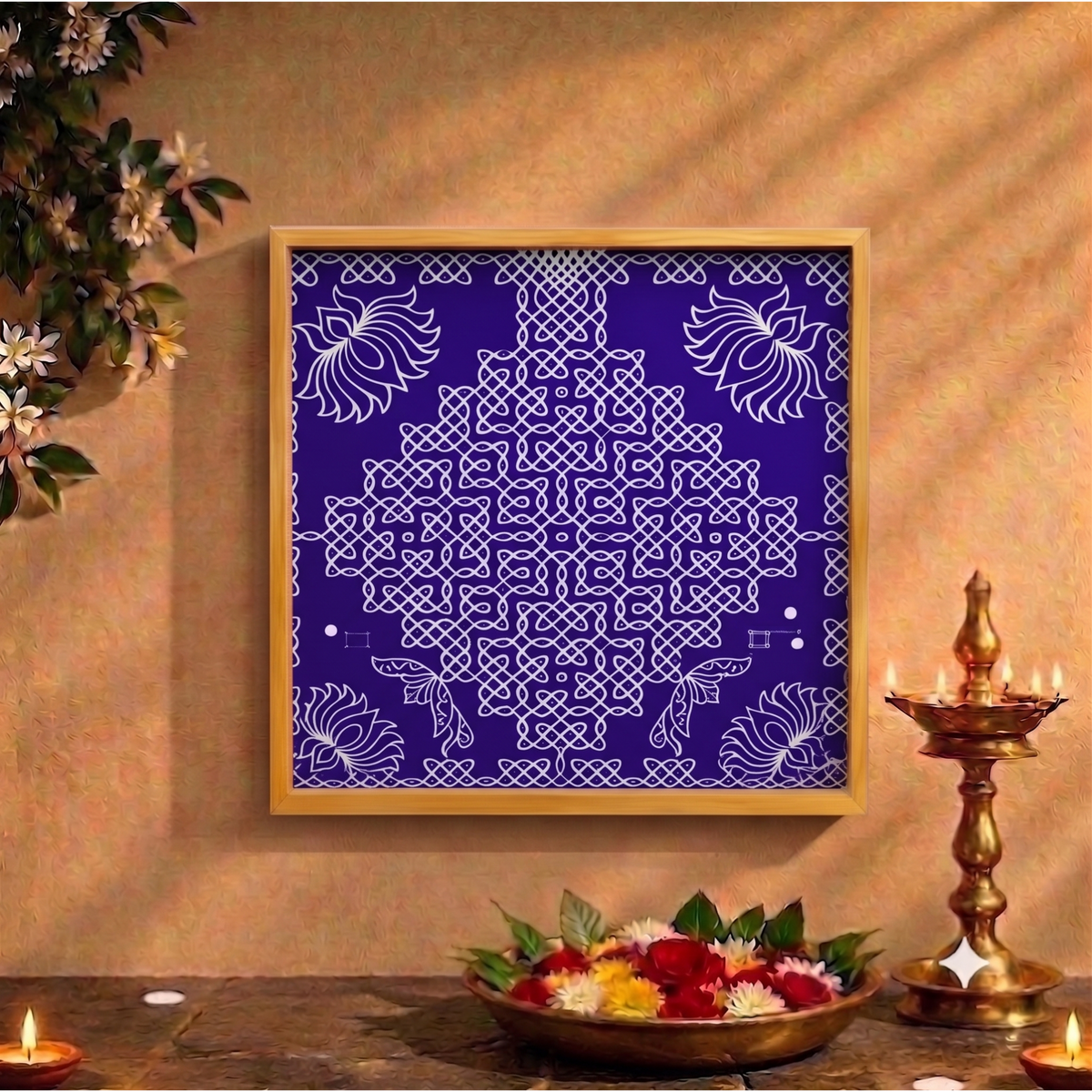 Biggest Lotus Pulli Kolam Stencil : 40 Inch -WJ4007 : Rangly