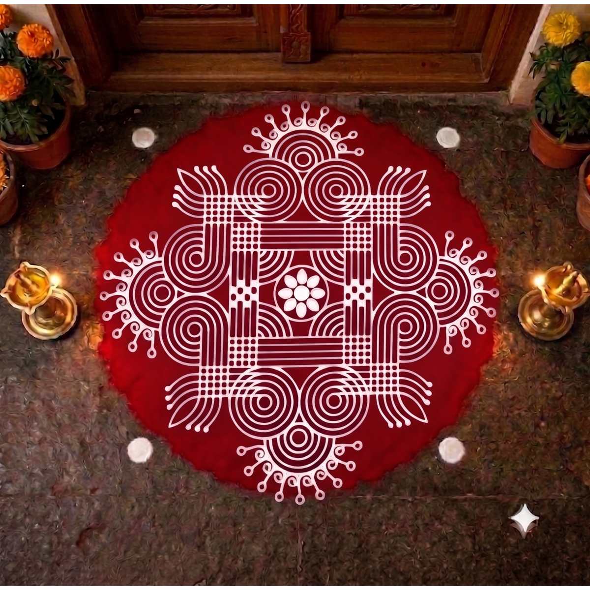 Rangly Wooden Square Rangoli  Pack of 1 piece - W206