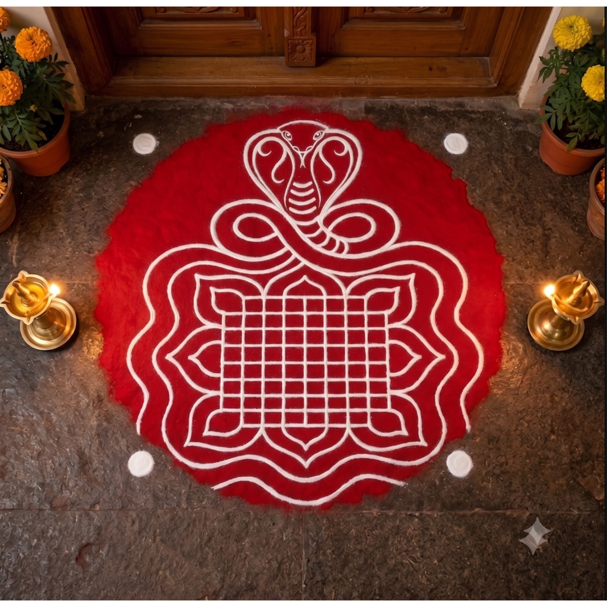 "Ashlesha Bali with naga model 3" Yantra Rangoli wooden Stencil -Elevate Your Spiritual Space