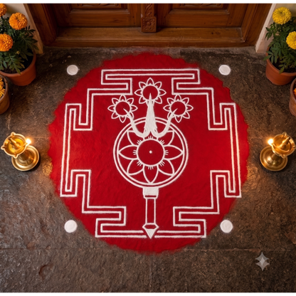 "Trisulabija Mandalam "Yantra  Rangoli wooden Stencil -Elevate Your Spiritual Space