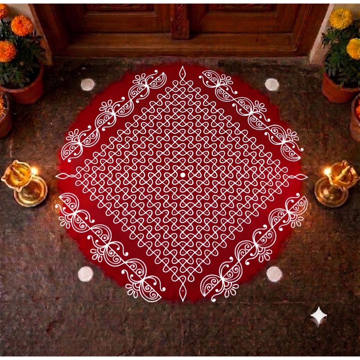 Biggest Diamond Pulli Kolam Stencil : 40 Inch:WJ4006 : Rangly Yantra