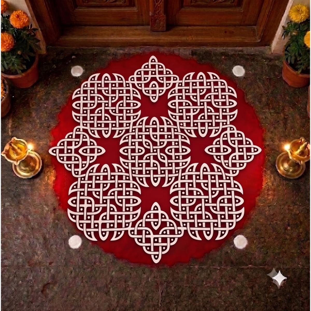Rangly Divine Structured Pulli Big Kolam Stencil  Pack of 1 piece - WJ2416