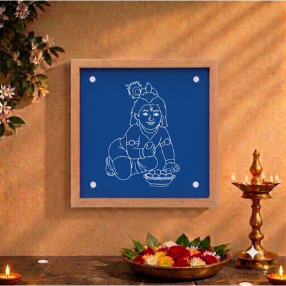 Baby Krishna Face Kolam Stencil - Divine Innocence for Your Home