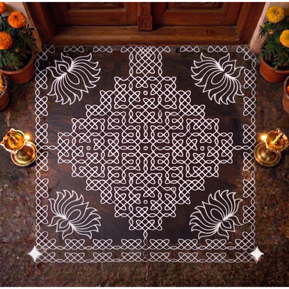 Biggest Lotus Pulli Kolam Stencil : 40 Inch -WJ4007 : Rangly