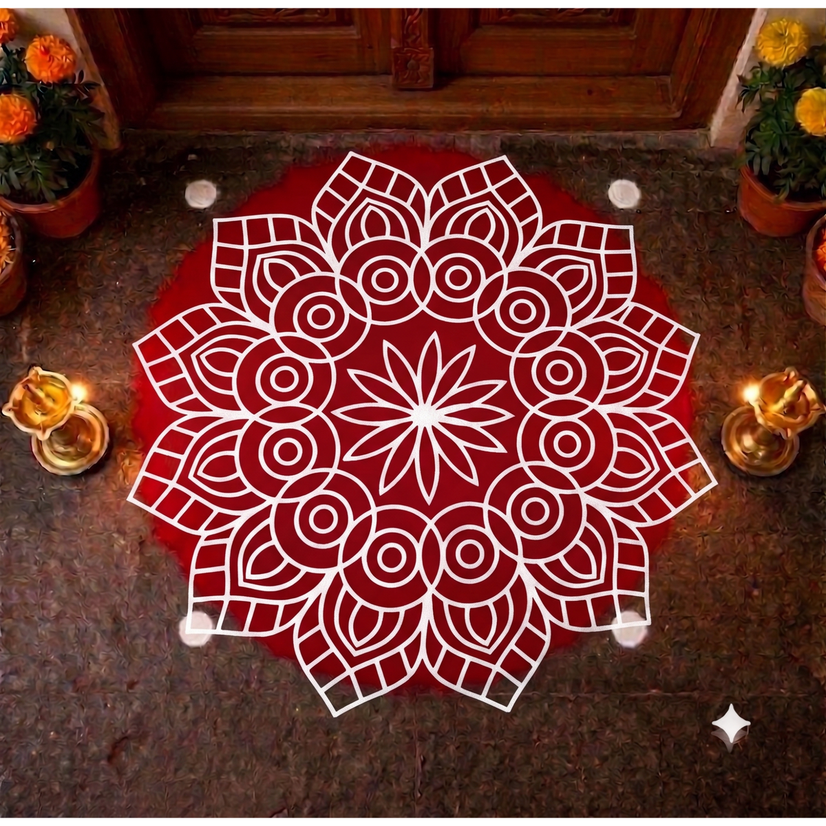 Rangly Big Mandala Kolam Stencil  Pack of 1 piece - WJ3003