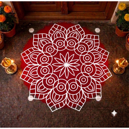Rangly Big Mandala Kolam Stencil  Pack of 1 piece - WJ3003