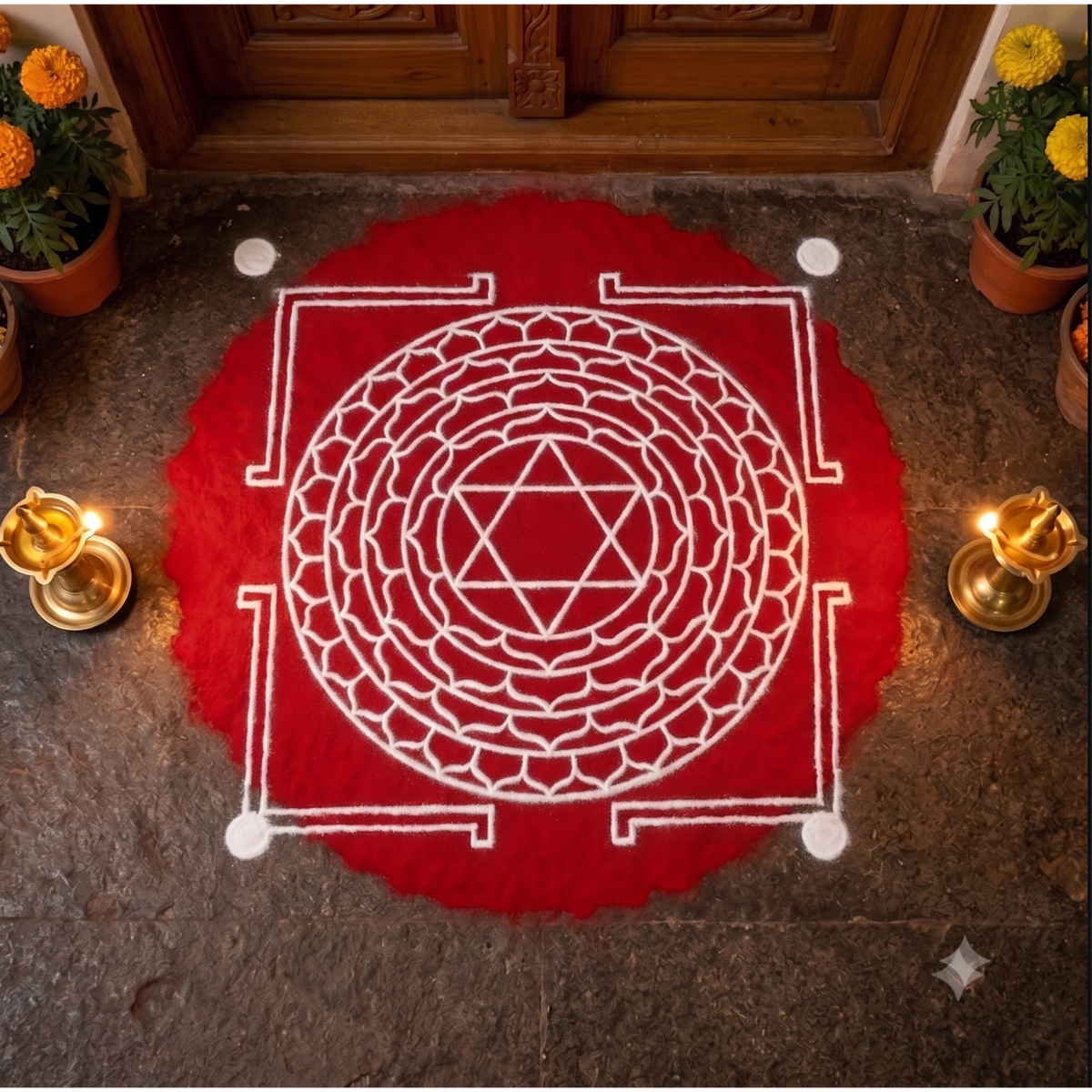 'Lakshmi Narasimhar' Yantra  Rangoli wooden Stencil -Elevate Your Spiritual Space