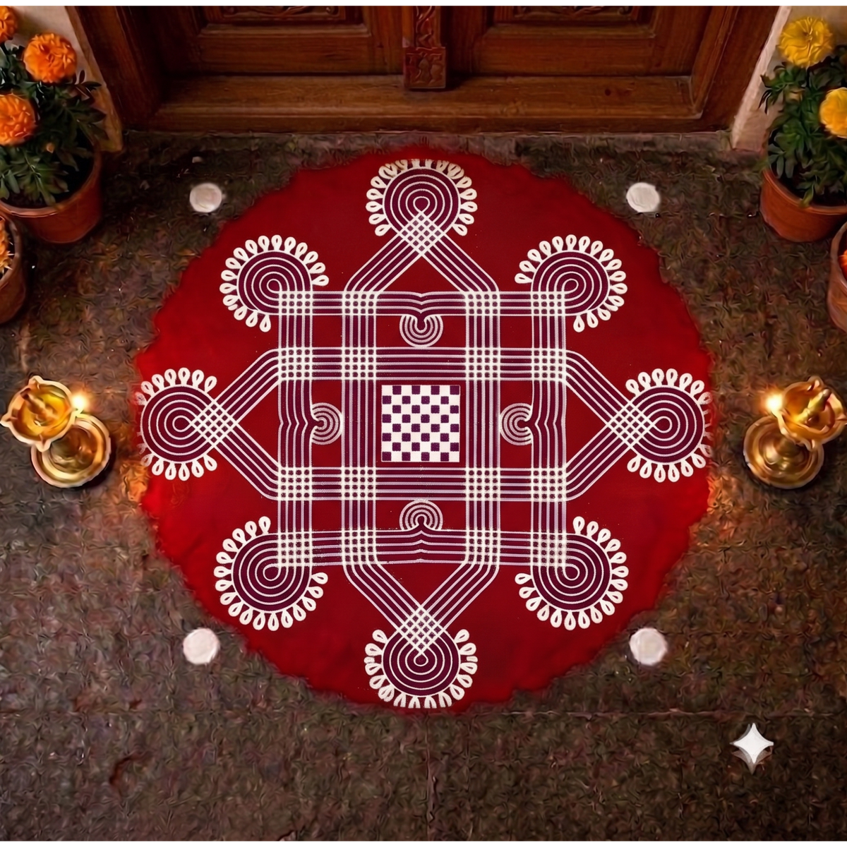 Rangly Wooden Square Rangoli  Pack of 1 piece - W205