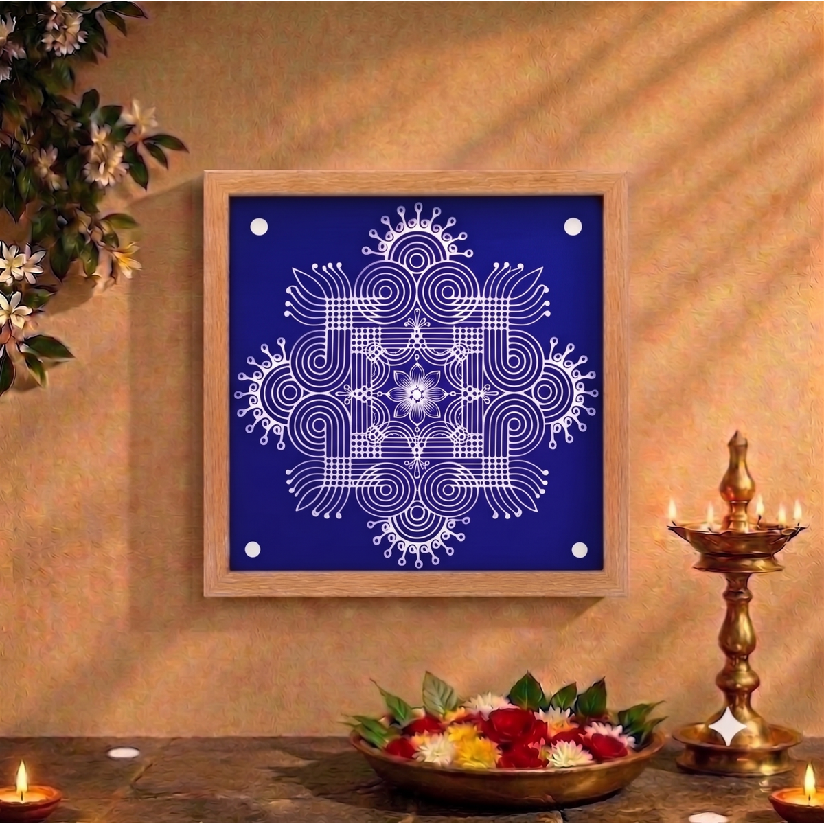 Rangly Wooden Square Rangoli  Pack of 1 piece - W206