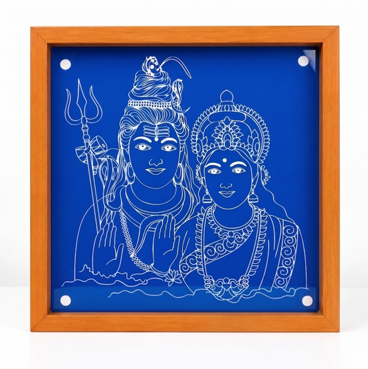 "Sivan Parvathy" God Face wooden Stencil -Elevate Your Spiritual Space