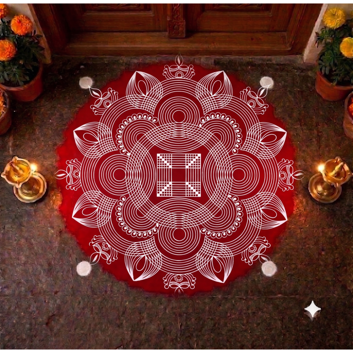 Rangly Biggest Diya Kolam Pack of 1 piece - WJ4004