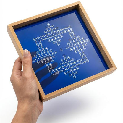 Rangly Kambi Kolam Model 4 Rangoli Stencil Wooden  10x10 Inches  Pack of 1 Piece