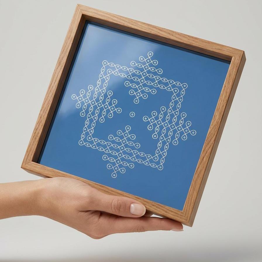 Rangly Kambi Kolam Model 4 Rangoli Stencil Wooden  10x10 Inches  Pack of 1 Piece