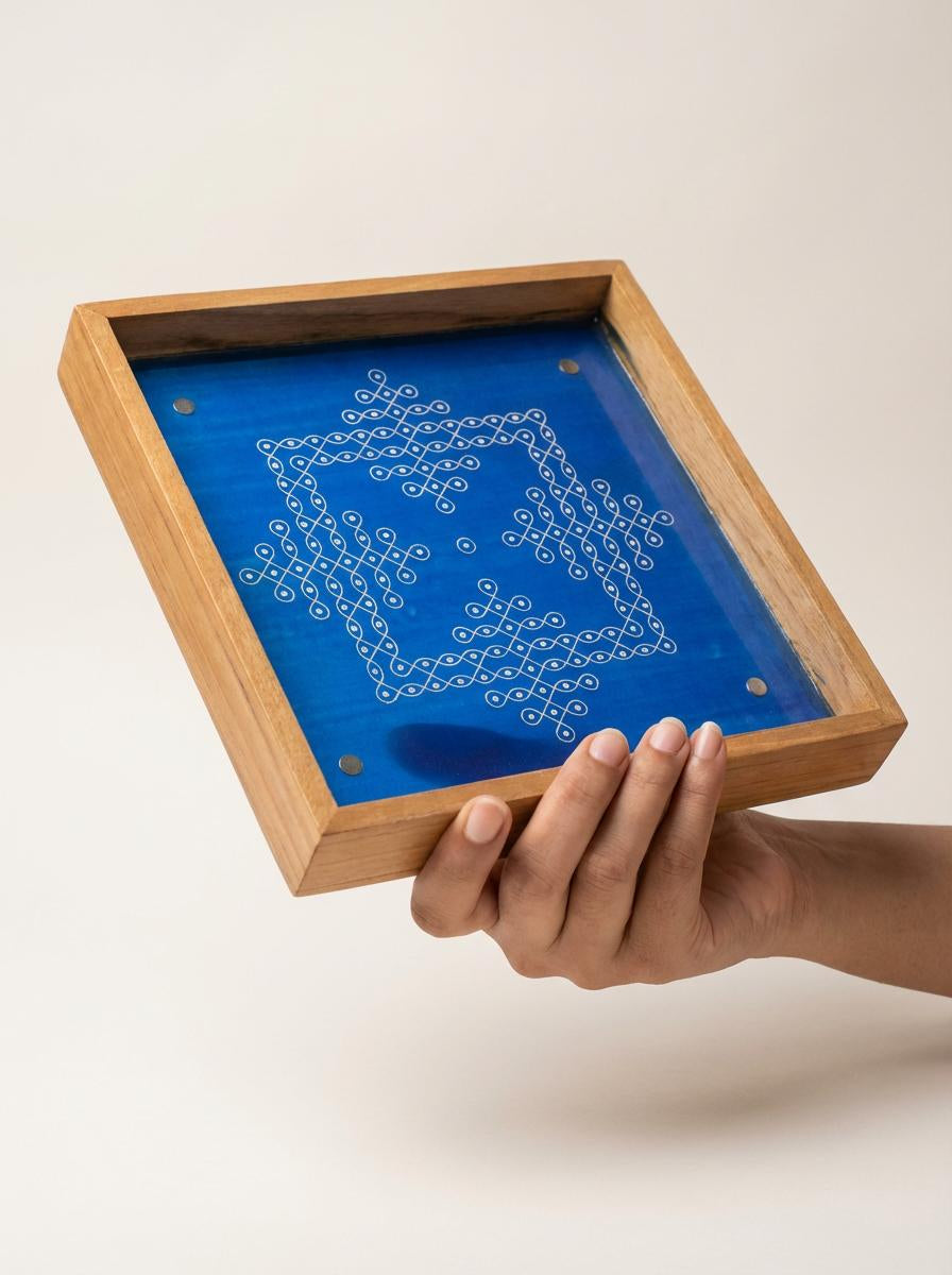 Rangly Kambi Kolam Model 4 Rangoli Stencil Wooden  10x10 Inches  Pack of 1 Piece