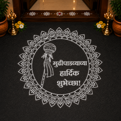Rangly Gudi Padwa  Rangoli Stencil Wooden  10x10 Inches  Pack of 1 Piece