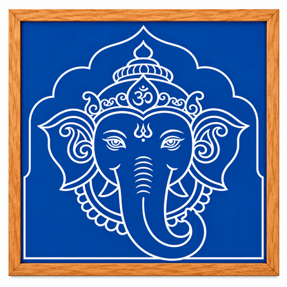 Guru Ganapathi Wooden Kolam Stencil for Pooja, Festivals & Home Entrance Decoration